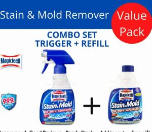 แพ็คคู่ (รีฟิล+สเปรย์) Magiclean Stain&Mold สเปรย์ขจัดคราบและเชื้อรา ขนาด 400ml.+400ml