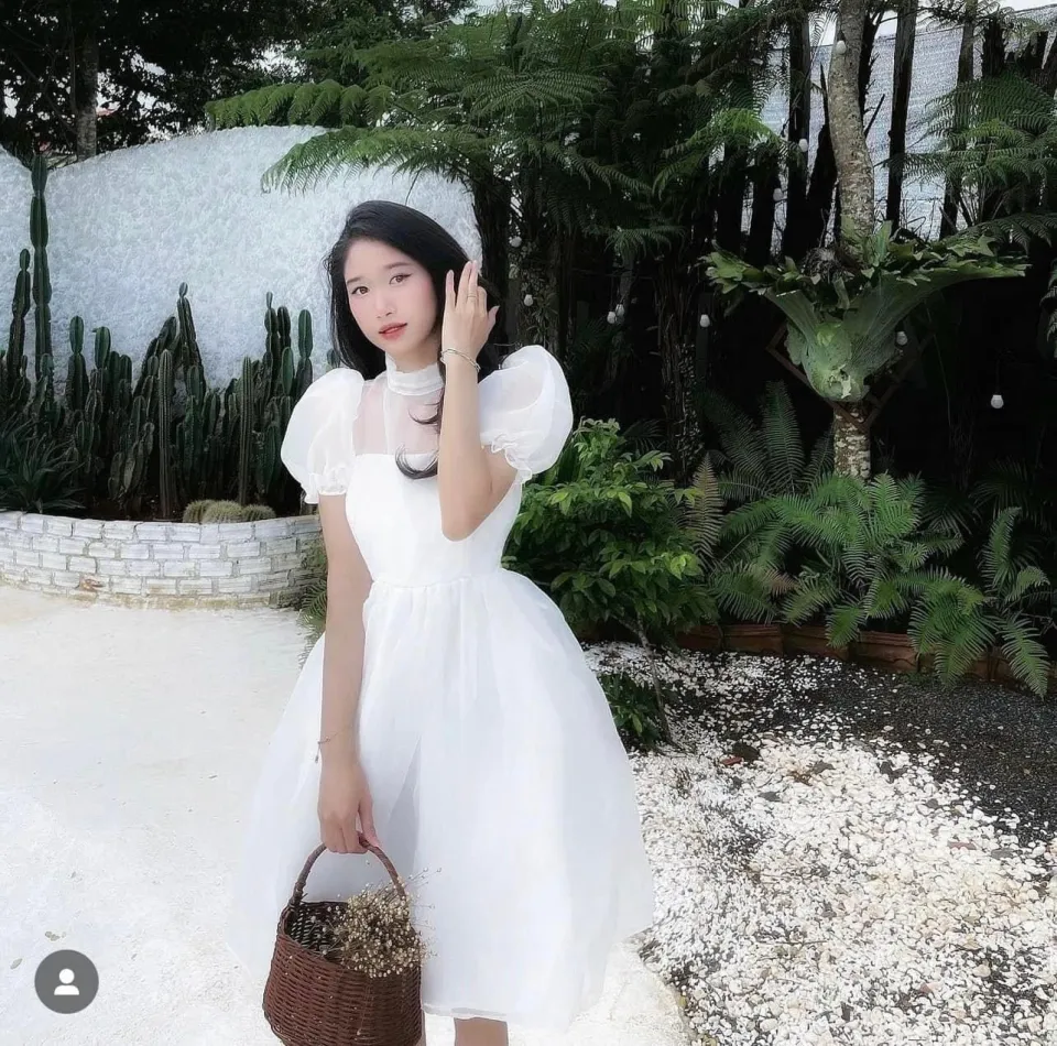 Đầm babydoll trắng hoa nhí, Váy form suông rộng dễ thương, chất đũi mềm  mịn, phong cách ullzang Hàn Quốc-Hotseller