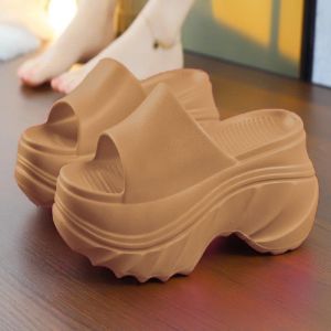 [Free Shipping] 7.0Cm Black Platform Sandals For Women Summer Height-Increasing Thick-Soled New Style Fashionable And Trendy For Outdoor Wear