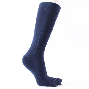 ZEEMIN Men Autumn Tube Socks Cotton Five-finger Socks Soft Solid Color Warm Stockings Outdoor Sports Long Sock Sweat-Absorbing Toe Sock