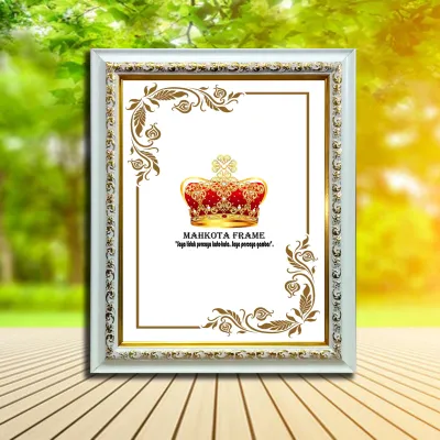 Bingkai Figura Frame Foto Ijazah/A4 (21X30 CM) Ukir Putih Gold