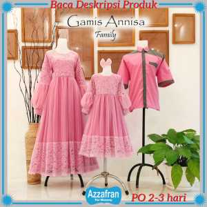 Gamis Annisa Baby Pink | Baju Katun Anak Perempuan & Dewasa | Seragam Lebaran Toyobo Terbaru Murah