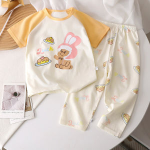 Baby Girls Cotton Pajamas Short Sleeves & Long Pants Sleepwear Set Cute Pattern For 0-5Yrs Kids COD