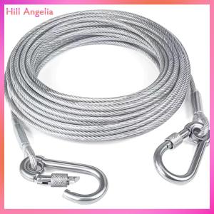 [Hill Angelia] 3-10M Double-Headed Dog Tie Out Cable Leash Raction Rope Metal Buckle Steel Wire Anti-Rust Training Collar Outdoor Dogs Strap