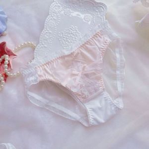 Japanese Plus Size Panty Underwear Cute Lolita Floral Lace Ribbon Bow Fresh M L LL 3L