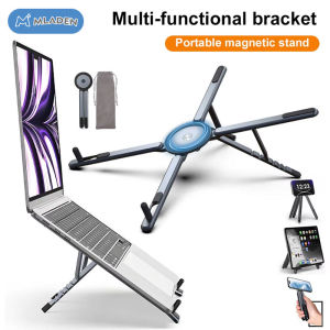 MLADEN Multifunctional Magnetic Phone Holder for Laptop Pad Tablet 3in1 Multifunctional Portable Foldable Desk Stand for Travel