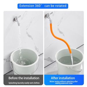 360° Rotating Faucet Extender 20/30/50CM Flexible Hose for Kitchen Bathroom Sink