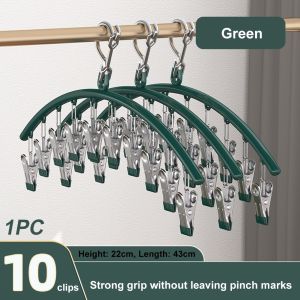10clips Stainless Steel Hangers with Clips Hanging Closet Organizer Space Saving Clothes Hangers