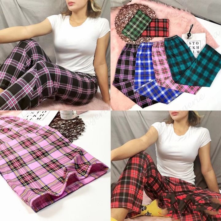 Checkered Cotton Pajama Pants For Women SleepWear
