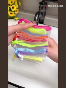 Jaring Pembersih Wajah Berbusa Dua Lapis Jaring Berbusa Cuci Wajah Sampo Jaring Khusus Pembersih Wajah Kantong Jaring Sabun Berbusa Dua Lapis Tebal + Kemasan Independen + Pita Berwarna Acak