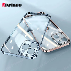 Ốp Điện Thoại TPU Mềm Trong Suốt Viền Vuông Thẳng Mạ Cho IPhone 13 12 11 Pro Max Mini X XR XS Max 8 7 6 6S Plus + SE 2020 Vỏ Điện Thoại Ốp Bảo Vệ Toàn Bộ Ống Kính Cho Nam và Phụ Nữ