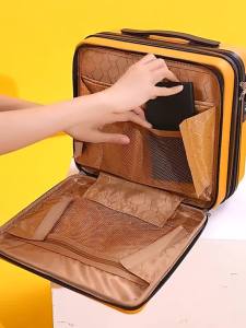 Front Open Cover 16 Inch Suitcase Small Suitcase Portable Business Travel Luggage Fashion Trend Cosmetic Case with Pas Lock