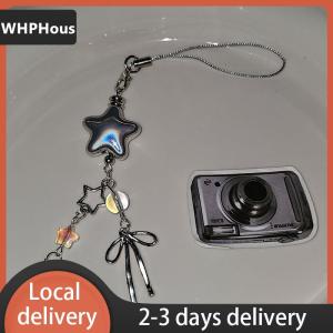[COD] WHPHous Ship within 24 hours Cellphone Lanyard Keychain For Phone Y2K Style Metal Silver Star Bow Pendant Phone Charm Strap Sweet Cool Girl Pendant