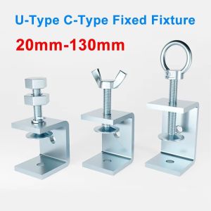 INNEED 1Pcs Multiple Head Shapes U Clamp Open Height 20-130MM Galvanized Carbon Steel C-Type Clip Thickened Clamping Device