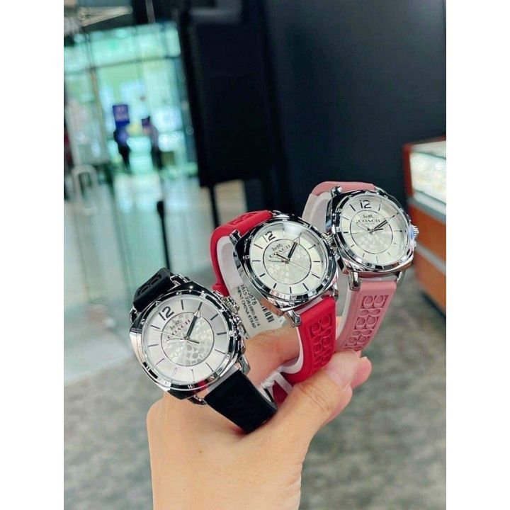 100 COACH 14502095 BOYFRIEND SMALL RUBBER STRAP WATCH 34 mm. Lazada .th