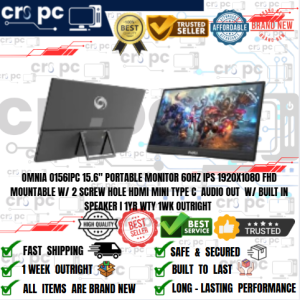 OMNIA O156IPC 15.6" PORTABLE MONITOR 60HZ IPS 1920X1080 FHD HDMI MINI TYPE C  AUDIO OUT  W/ BUILT IN SPEAKER