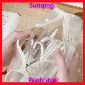 SQ Stationery [Flash Sale] Mesh Dual-use Makeup Brush Storage Bag Portable Brush Case Simple Large Capacity Brush Bucket Holder Travel Stand-up Pouch