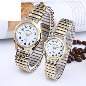 Classic Big Dial Couple Watch Elastic Band Stainless Steel Strap Fashion Men And Women Quartz Watch