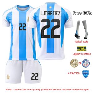 2024-25 Cup America Argentina Home Away Soccer Jersey Number 10 Messi 11 Di Maria Set Children Argentina Football Jersey Boys and Girls Argentina Jersey Set Kids Soccer Sports Uniform Short-sleeve T-shirt Shorts Sets with Socks and Armbands Customized