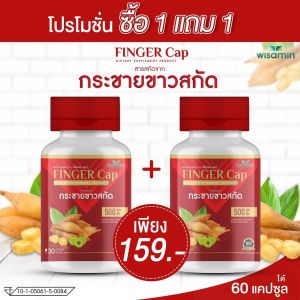 FINGER-CAP กระชายขาวสกัด บรรจุแคปซูล -ซื้อ 1แถม1- กระชายขาวสกัดผสมมะขามป้อม ต้านไวรัส (ฟีงเกอะ แคป) สินค้าแพคคู่ 2 กระปุก ปริมาณรวม 60 แคปซูล