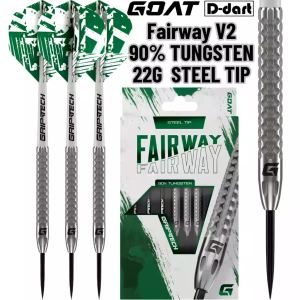 GOAT STEEL TIP DARTS - 22G Fairway V2 90% Tungsten Dart Set STEEL TIP DART (ARROW DART KELULI)