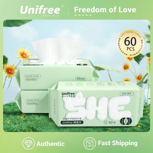 Unifree facial tissue soft disposable face towel for sensitive skinn gentle and baby cleansing 200*200mm 60sheets一次性温和干湿两用60抽洗脸巾