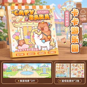 EasyB【Pet Series】2pcs Puppy & Capybara - Kids Magnetic Quiet Book - Creative DIY - No Need To Cut Dress Up Sticker Book Boys & Girls