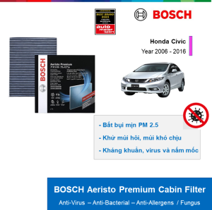 LỌC GIÓ ĐIỀU HÒA THAN HOẠT TÍNH CAO CẤP BOSCH AERISTO PREMIUM: HONDA CIVIC ĐỜI XE 2006 ĐẾN 2016
