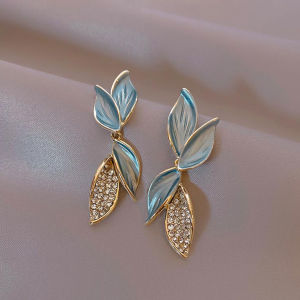 Metal Leaf Dangle Earrings For Women Fashion Trendy Summer Fresh Lovely Sweet Metal Jewelry