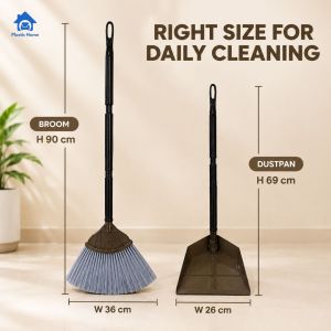 Floor Broom and Dustpan Set Long Handle Cleaning Supplies for House Apartment Bedroom Kitchen and Living Room
