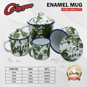 Mug Enamel + Tutup Motif Blirik Gelas Blirik Jadul 8cm 10cm 12cm
