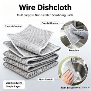 Reusable Wire Mesh Dishcloth Non Scratch Metal Cleaning Cloth Kitchen Pot Sink Rust Stain Cleaning