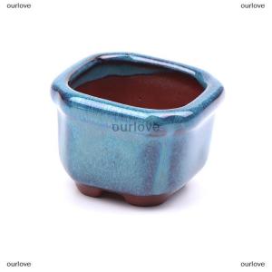 [COD] ourlove Mini Plant Pots Flower Pot With Holes Garden Chinese Style Bonsai Flowerpot Purple Sand Craft Plant Pot Planter Home Decoration