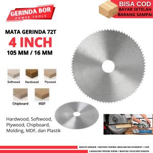 Mata Gerinda Potong Kayu Bahan Besi 72T HSS Ukuran 4 Inch