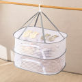 Clothes Drying Net Drying Basket Windproof Drying Basket Foldable Polyester Underwear Drying Net Household Supplies. 