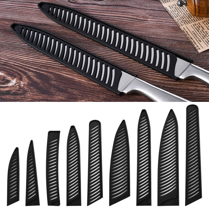 JUCHEN Kitchen Plastic Knife Covers Black Edge Guards Case Knife Blade ...