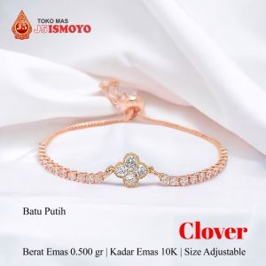 Gelang Tali Serut Kombinasi Emas Mas Clover Stone J5 Ismoyo