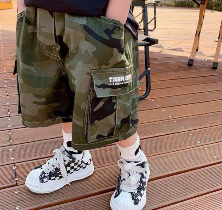 New style four pocket shorts for kids cotton camouflage cargo shorts L C jeans Lazada PH