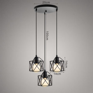 YHLAMP【Free Bulb】Nordic Kitchen Pendant Light Cage Industrial Retro Home Decor Cafe Lights Dining Chandelier Lamp