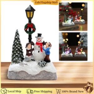 [Ueb Flagship Mall]1Pc Glowing Christmas Village Resin Ornament with LED Light Christmas Village Houses Christmas Table Ornaments for Home