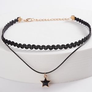Hollow Designs Leather Velvet Necklace Layer Vintage Gothic Jewelry Necklace for Women