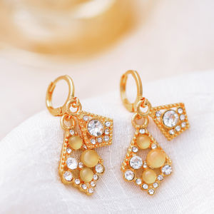Fashionable Ring Gift 精致咖色双层几何耳扣女 新款轻奢高级感气质耳环时尚百搭耳饰