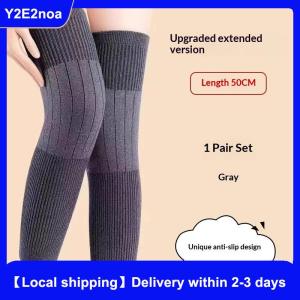 【Local shipping】 1 Pair Thick Warm Wool Kneepad Leg Guard Cashmere Knee Protector Windproof Coldproof Leg Warmers Women Men KneeCap Leg Sleeves