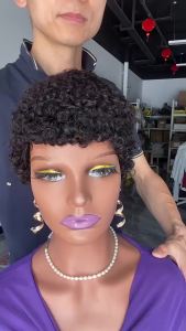 100% Human Hair Wig Full Machine Wig Short Hair Wig Cheap Human Hair Wigs For Woman Short Pixie Human Hair Wigs