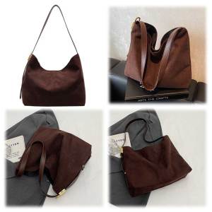 Women Vintage Shoulder Bag Large Capacity Suede Slouchy Crossbody Bag Casual Satchel Bag Ladies Outdoor Bag