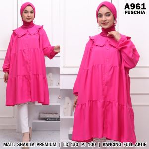UNION11 - TUNIK JUMBO WANITA LD 130 / ATASAN TUNIK HIJAB CASUAL WANITA / BUSANA MUSLIM WANITA / TUNIK LYDIA FUSCHIA