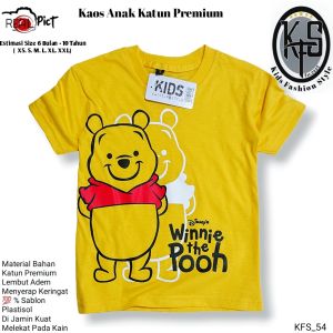 KFS 58 Atasan Baju Kaos Anak Winnie The Pooh Katun Kombinasi Warna Keren Baby&Kids Laki-laki Perempuan Katun Premium Estimasi 6 Bulan Sampai 10 Tahun