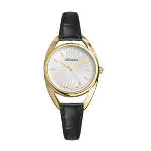 ADRIATICA Swiss Made Classic Elegance Watches Gold Sculptural Case Womens Leather Strap Watch 35mm A3483.1253Q
