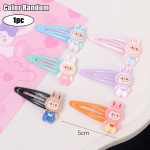 6PCS Colorful Labubu Hair Clip BB Clip Side Broken Hair Organizer Clip Labubu Phone Cord Hair Tie Popular Girls Hair Accessories