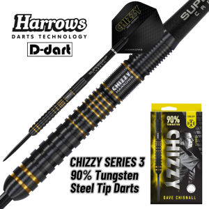 HARROWS STEEL TIP DARTS - 23G CHIZZY SERIES 3 90% TUNGSTEN STEEL TIP DART
